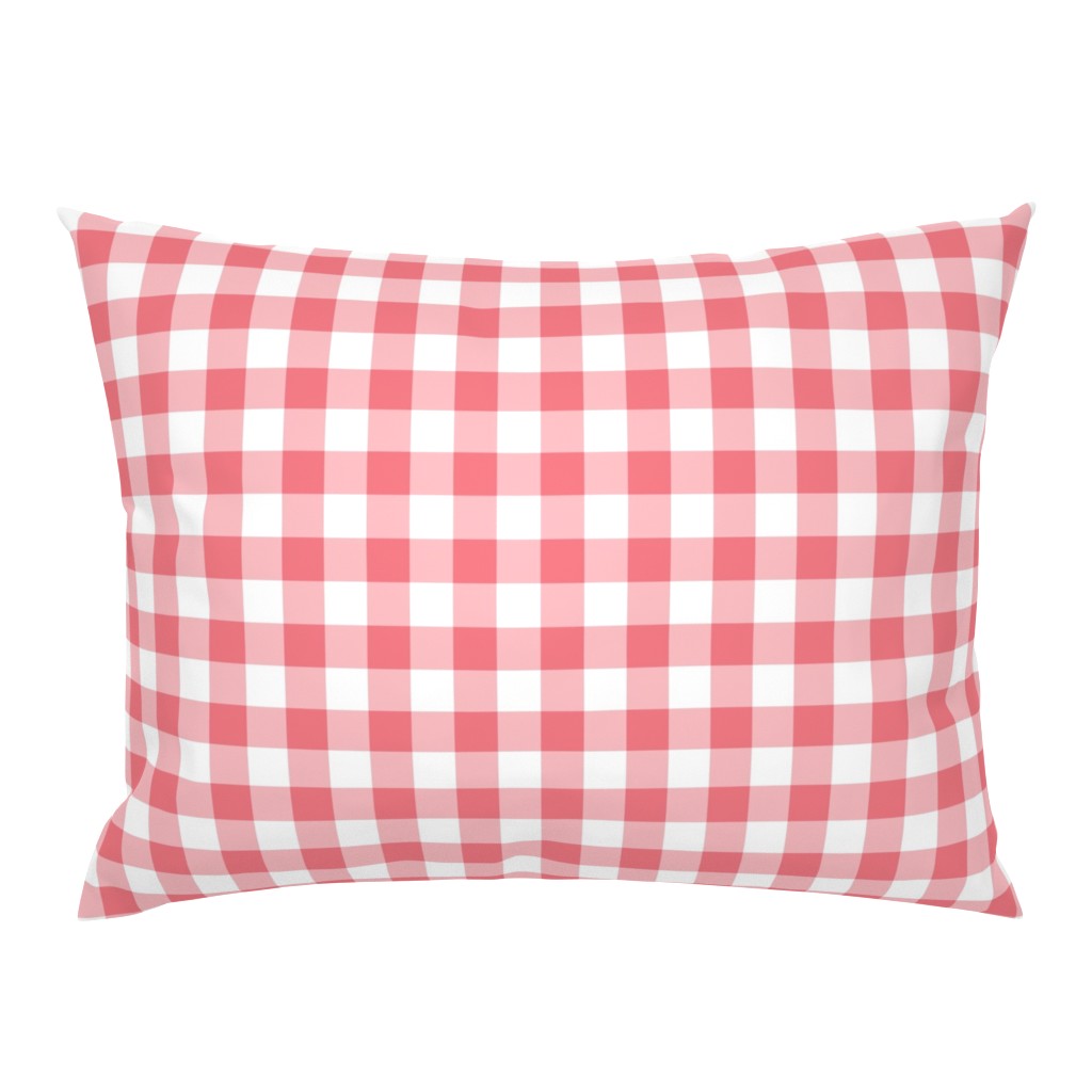 Festive Watermelon Pink Gingham Plaid / Cottagecore / Large