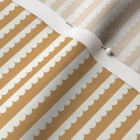 Horizontal Cream Scallop Ruffle Wave Stripes - Terracotta Orange Background