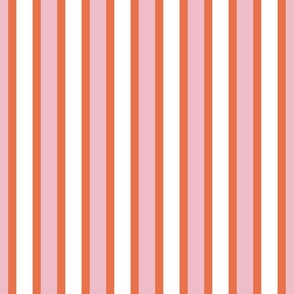 tropical stripes/vibrant coral and dusty pink