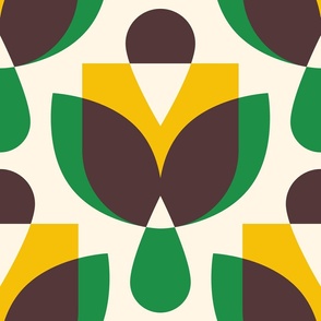 2812 C Extra large - midcentury geometric flowers