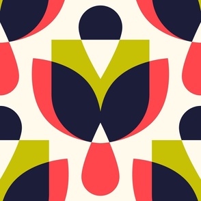 2812 G Extra large - midcentury geometric flowers