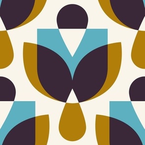 2812 B Large - midcentury geometric flowers