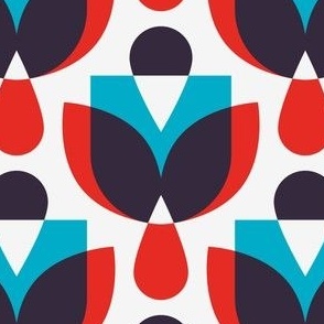 2812 E Medium - midcentury geometric flowers