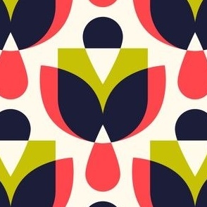 2812 G Medium - midcentury geometric flowers