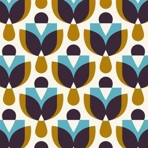 2812 B Small - midcentury geometric flowers