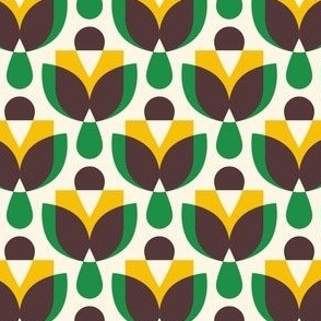 2812 C Small - midcentury geometric flowers