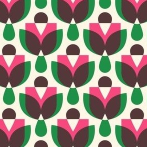 2812 D Small - midcentury geometric flowers