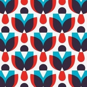 2812 E Small - midcentury geometric flowers