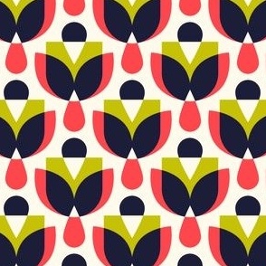 2812 G Small - midcentury geometric flowers