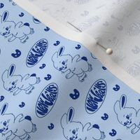 Kpop New Jeans Logo Blue Rabbit on Blue background