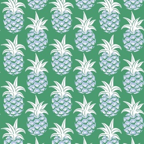 tropical pineapples/green and blue/medium