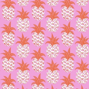 tropical pineapples/hot pink and coral/medium
