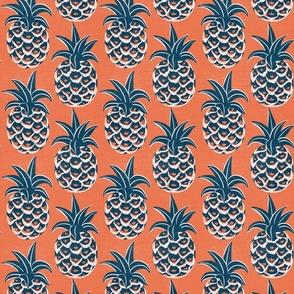 tropical pineapples/bright coral/texture/medium