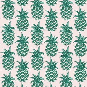 tropical pineapples/green on cream/texture/medium