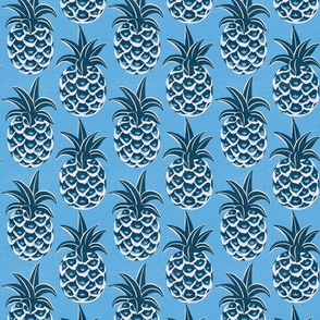 tropical pineapples/vibrant blue/texture/medium