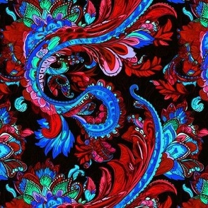 traditional style paisley in blue and red
