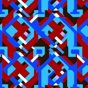 Geometric Mosaic Style in Red & Blue