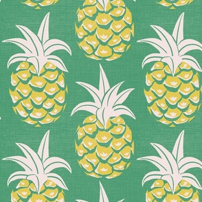 tropical pineapples/yellow on green/texture/large