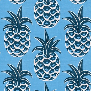 tropical pineapples/vibrant blue/texture/large