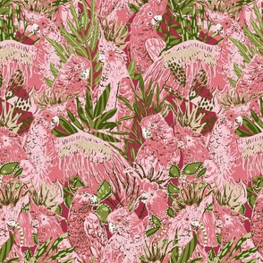 Tropical lounge pink Cockatoos- M