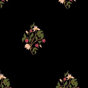 Floral Bouquet Pink on Blk Repeat Pattern-01