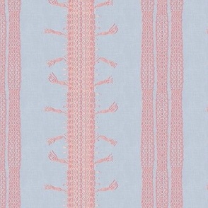 Crochet Lace and Tassels (Medium) - Pantone Pale Dogwood Pink and Viva Magenta on Plein Air Blue  (TBS135)