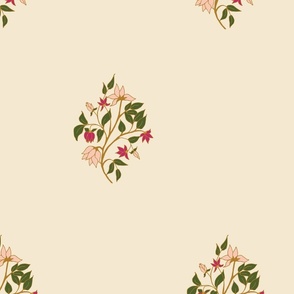 Floral Bouquet Pink on Ivory Repeat Pattern-01