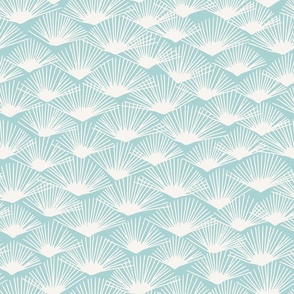 Abstract palm fans aqua - M