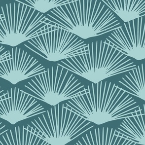 Abstract palm fans teal - L