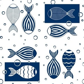 Fish in white and blue