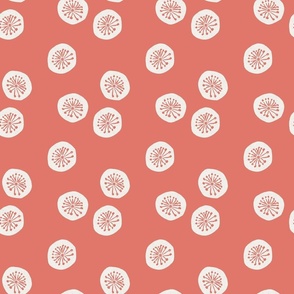 Block print dots - coral red