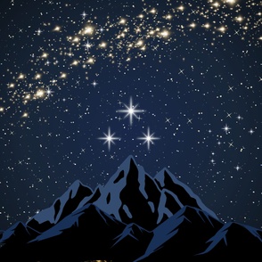 City of Starfall - Starry Night Sky over Mountains and a Village