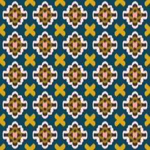 colorful Ikat style medallions and crosses | medium