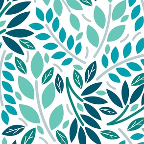 XL Geometric Botanicals Teal 24in