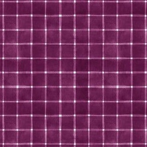 Mulberry Window pane Check Gingham - Ditsy Scale - Deep  Purple Red Magenta 