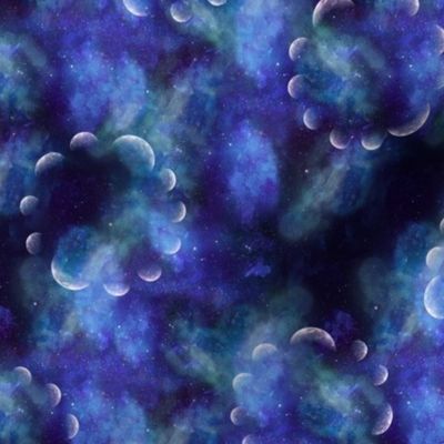 Moon Phases on Nebula Background