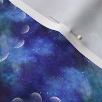 Moon Phases on Nebula Background