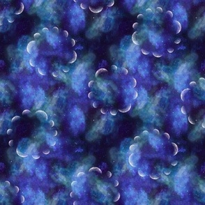Moon Phases on Nebula Background