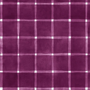 Mulberry Window pane Check Gingham - Large Scale - Deep  Purple Red Magenta 