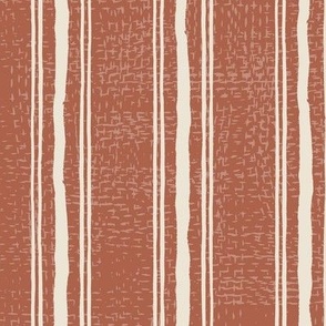 Rough Textural Stripe (Medium)  - Panna Cotta Cream on Amaro Rust  (TBS102)