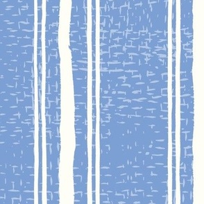 Rough Textural Stripe (Large) - White on Cornflower Blue   (TBS102)