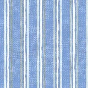 Rough Textural Stripe (Small) - White on Cornflower Blue   (TBS102)