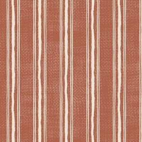 Rough Textural Stripe (Small) -  Panna Cotta Cream on Amaro Rust  (TBS102)