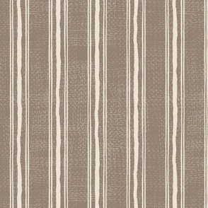 Rough Textural Stripe (Medium) -  Panna Cotta Cream and Morel Khaki Brown  (TBS102)