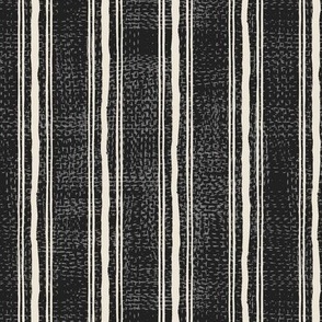 Rough Textural Stripe (Small) - Panna Cotta Cream on Black (TBS102)