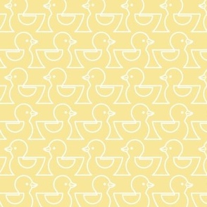 Rubber Duckie- Bathroom Wallpaper- Rubber Duck- Continuous Line Geometric Yellow Ducks- Kidult- White on Soft Pastel Yellow Background- Small