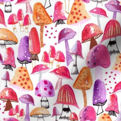  Fantasy Mushrooms/Toadstools - Hot Pink/Vibrant Orange/Purple - 12 inch