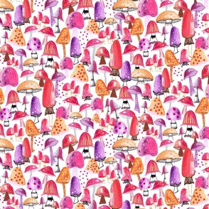  Fantasy Mushrooms/Toadstools - Hot Pink/Vibrant Orange/Purple - 12 inch