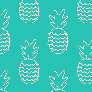 Hawaiian Tropical Pineapple - Teal Large Scale