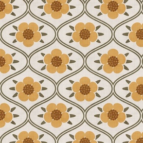 Vintage Buttercup Floral Ogee Traditional Muted Colors